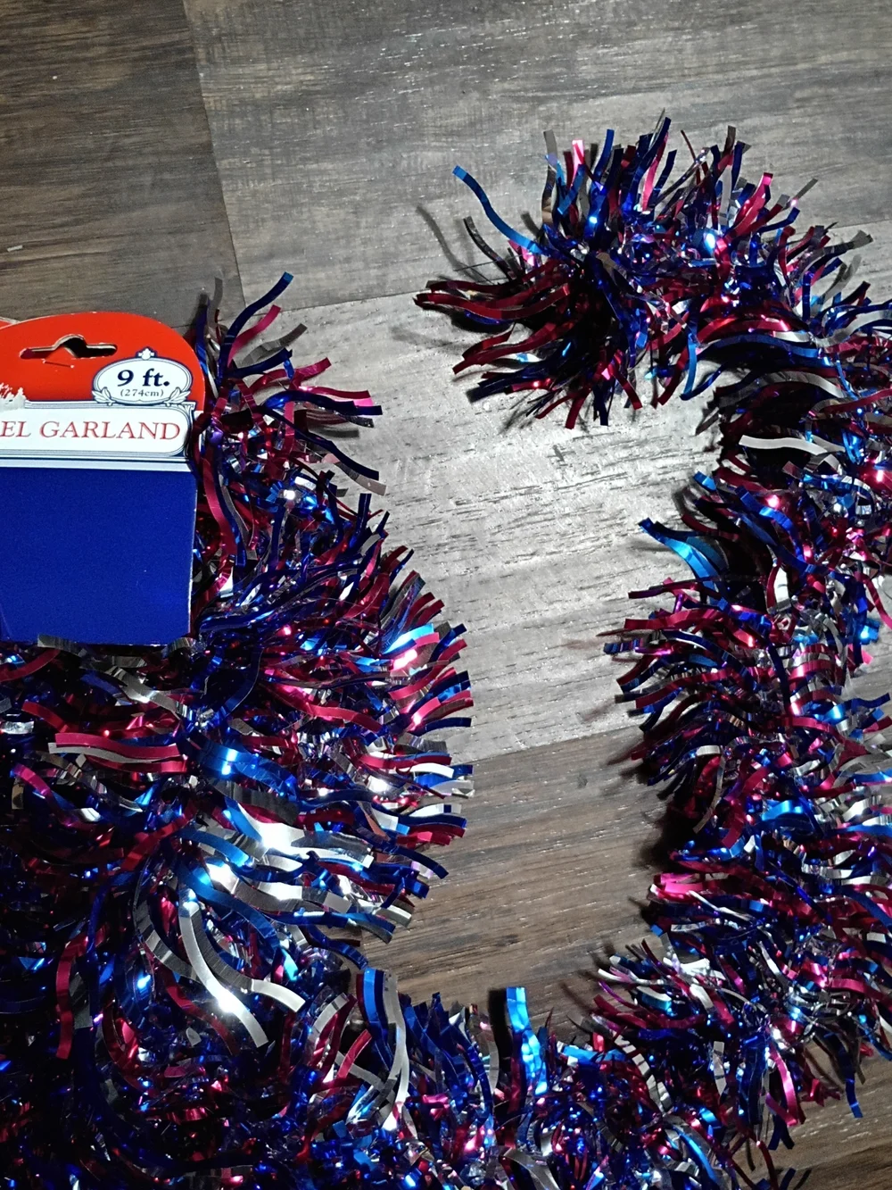 Metallic Pink & Blue Tinsel Garland - 9 ft
